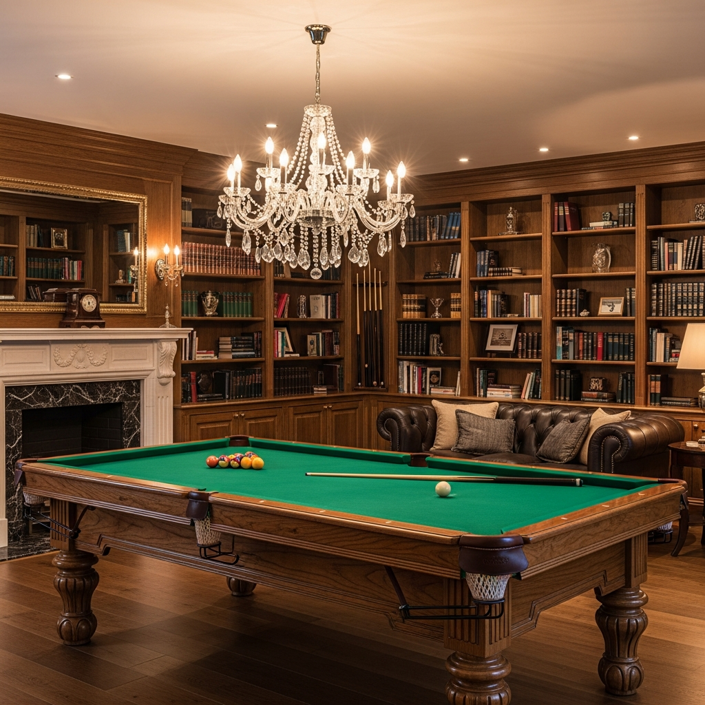 Luxury home pool table setup